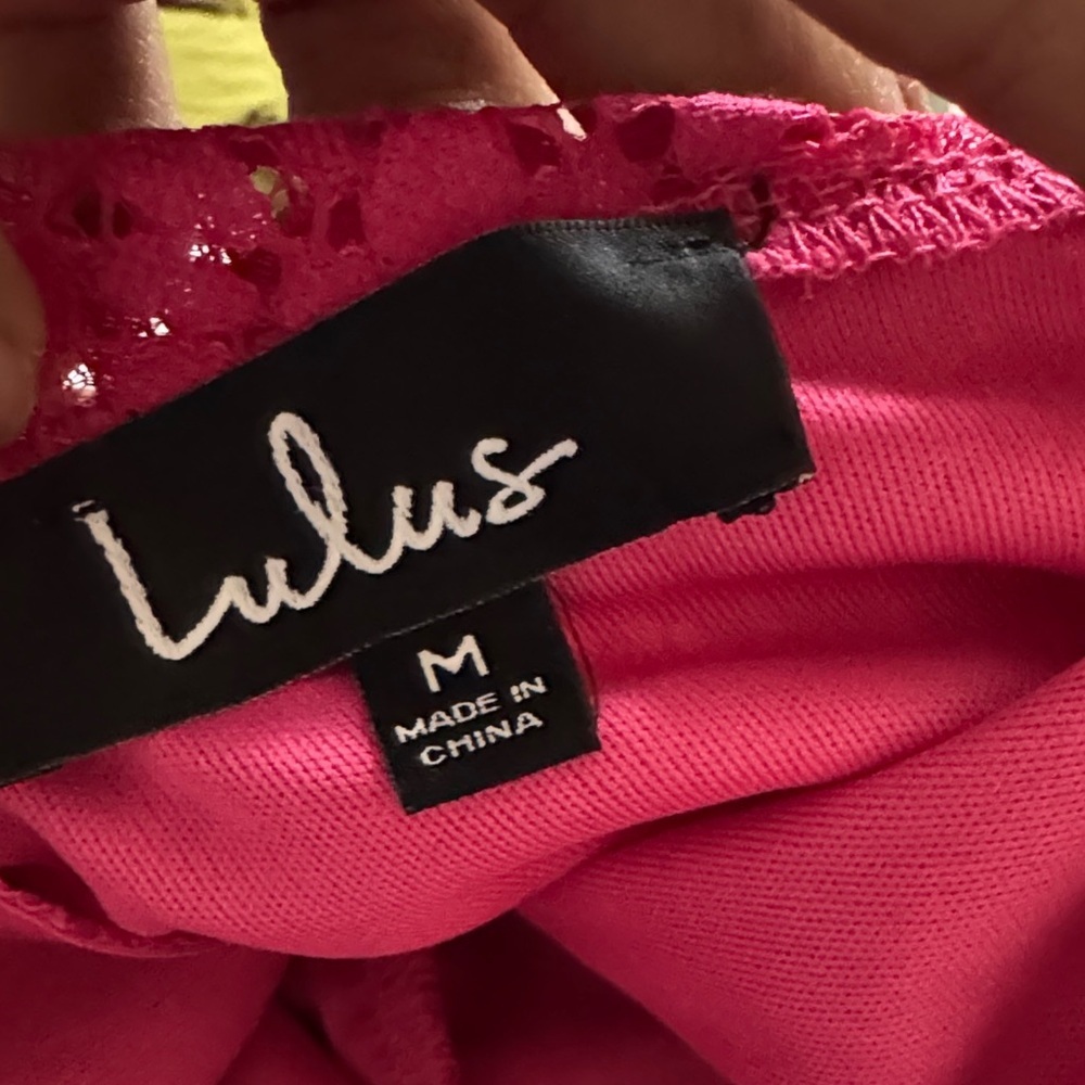 Lulus Remarkable Fuchsia Lace Mini Dress Barbiecore Sz M - Picture 3 of 5